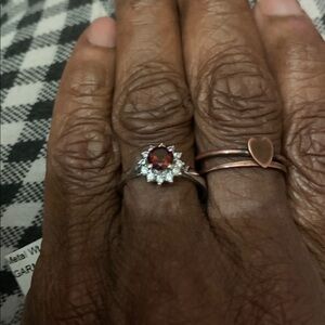 CZ Oval 925 Sterling Silver Garnet Ring size 7